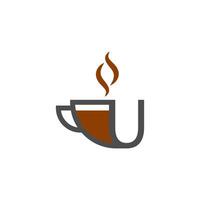 kaffekopp ikon design bokstaven u logotyp koncept vektor