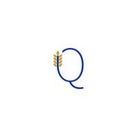 Buchstabe q kombiniert mit Weizen-Icon-Logo-Design vektor
