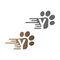 Buchstabe y-Symbol auf Pfotenabdruck-Logo vektor
