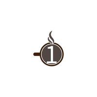 Nummernsymbol-Logo-Design mit heißer Kaffeetasse vektor