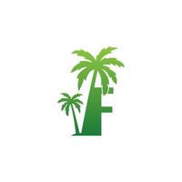 bokstaven f logotyp och kokospalmer ikon design vektor