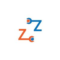 Buchstabe z-Logo-Symbol, das ein Schraubenschlüssel- und Bolzendesign bildet vektor