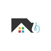 nummer 6 logotyp ikon för hus, fastighetsvektor vektor