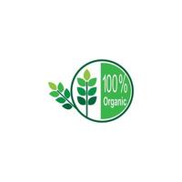 100 procent ikon, naturlig, vegan, organisk, jubileum, etikettdesignillustration vektor