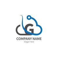 Buchstabe g kombiniert mit Cloud-Technologie-Symbol-Logo vektor