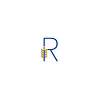 bokstaven r kombinerat med vete ikon logotyp design vektor