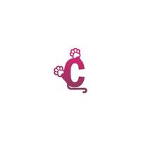 Buchstabe c Logo Design Hund Fußabdrücke Konzept Symbol