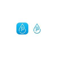 Tropfen Wasser p Logo Brief Design-Konzept vektor