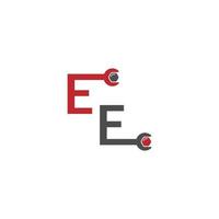 buchstabe e-logo-symbol, das ein schlüssel- und bolzendesign bildet