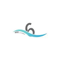 Symbol Logo Nummer 6 ins Wasser fallen lassen vektor