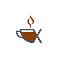 Kaffeetasse Icon Design Buchstabe x Logo Konzept vektor