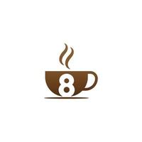 kaffekopp ikon design nummer 8 logotyp vektor