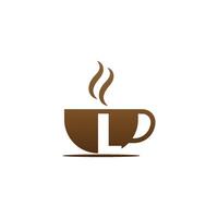kaffekopp ikon design bokstaven l logotyp vektor