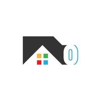 nummer 0 logotyp ikon för hus, fastighetsvektor vektor