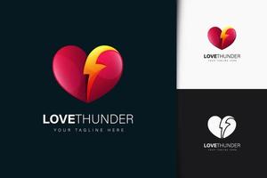 älskar thunder logotyp design med gradient vektor