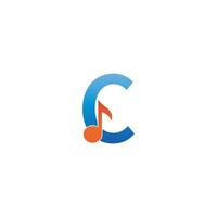bokstaven c logotyp ikon kombinerad med not musikalisk design vektor