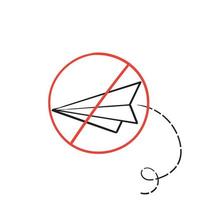 handritad doodle flygplan med ingen fluga symbol illustration vektor isolerade