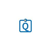Buchstabe q-Logo-Symbol, das ein Schraubenschlüssel- und Bolzendesign bildet