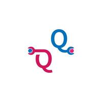 Buchstabe q-Logo-Symbol, das ein Schraubenschlüssel- und Bolzendesign bildet vektor