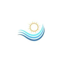 våg och sol logotyp ikon design vektor