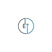 et-Logo-Buchstaben-Designkonzept in schwarzen und blauen Farben vektor
