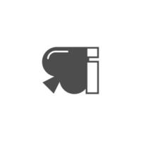 Buchstabe i-Logo kombiniert mit Spaten-Icon-Design vektor