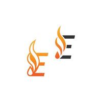 bokstaven e och brandvågor, logotyp ikon konceptdesign vektor