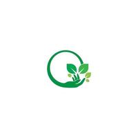 hand gröna blad logotyp ikon vektor