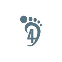 Nummer 4-Icon-Logo kombiniert mit Footprint-Icon-Design vektor