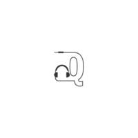 Buchstabe q und Podcast-Logo vektor