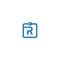 Buchstabe r-Logo-Symbol, das ein Schraubenschlüssel- und Bolzendesign bildet vektor