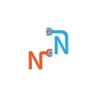 Buchstabe n-Logo-Symbol, das ein Schraubenschlüssel- und Bolzendesign bildet