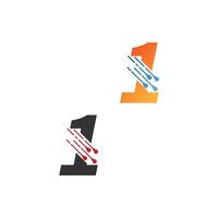 nummer 1 einfaches tech-logo mit stilikone für schaltkreislinien vektor