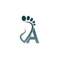 Buchstabe ein Symbol-Logo kombiniert mit Footprint-Icon-Design vektor