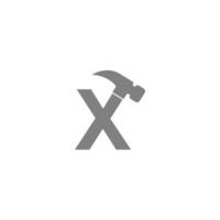 Buchstabe x und Hammer-Kombinationssymbol-Logo-Design vektor