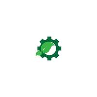Kombination aus Zahnrad und grünem Blatt-Logo-Symbol vektor