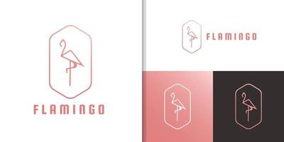 lyxig linjekonst flamingo-logotypdesign vektor