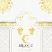 eleganter ramadan kareem hintergrund mit weißer und goldener dekoration vektor