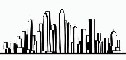 modernes Stadtbild Skyline Umriss Doodle Zeichnung auf weißem Hintergrund. vektor