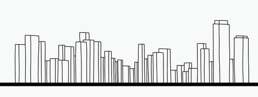 modern stadsbild skyline kontur doodle ritning på vit bakgrund. vektor