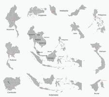 Doodle-Freihandzeichnungskarte der Länder Südostasiens. vektor