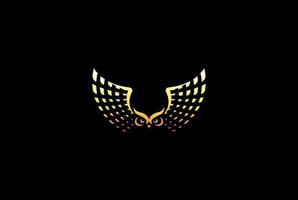 geometrisk lyx flygande uggla fågelvingar logotyp design vektor