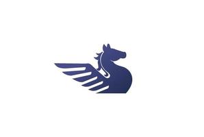 moderner einfacher pegasus fliegender pferdehengst silhouette logo design vektor