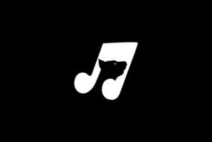 clevere musiknoten mit hundekopf-silhouette-logo-design-vektor vektor