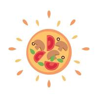 abstrakt saftig pizza ikon på vit bakgrund - vektor