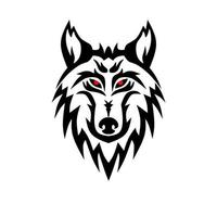 vorlage logo kopf gesicht wolf stil design tribal mit roten augen vektor