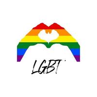 lgbt-symbol mit handherzform-vektorillustration für homosexuelle, lesbische, bisexuelle, transgender-, asexuelle, intersexuelle und queere beziehungs-, liebes- oder sexualitätsrechte.