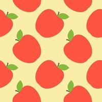 flaches Design rote Äpfel Musterdesign Hintergrund. Reife, rote Äpfel mit einem Blatt, geometrisches nahtloses Muster auf weißem Hintergrund, Vektor. vektor