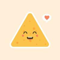 söt och kawaii tecknad glad tortilla chip karaktär. nachos karaktär vektorillustration