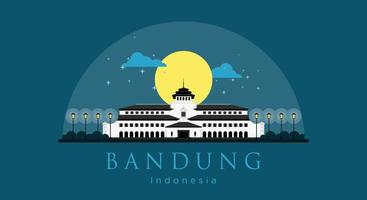 gedung sate platt stil vektorillustration ikonen för bandung, västra java, indonesien vektor